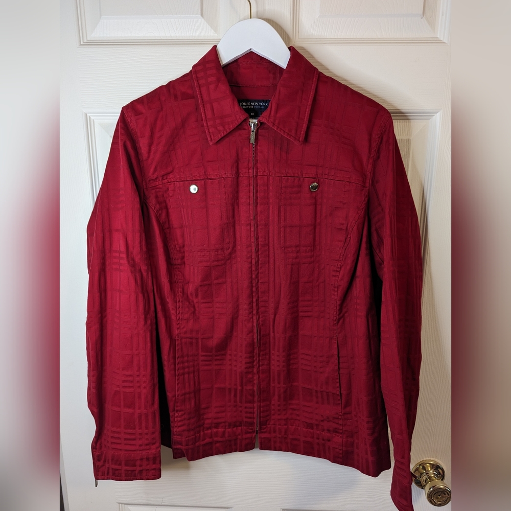 Jones New York red zipper front jacket size 1X